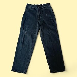Black High-Waisted Vintage Fit Distressed Straight Leg Jeans 4/27